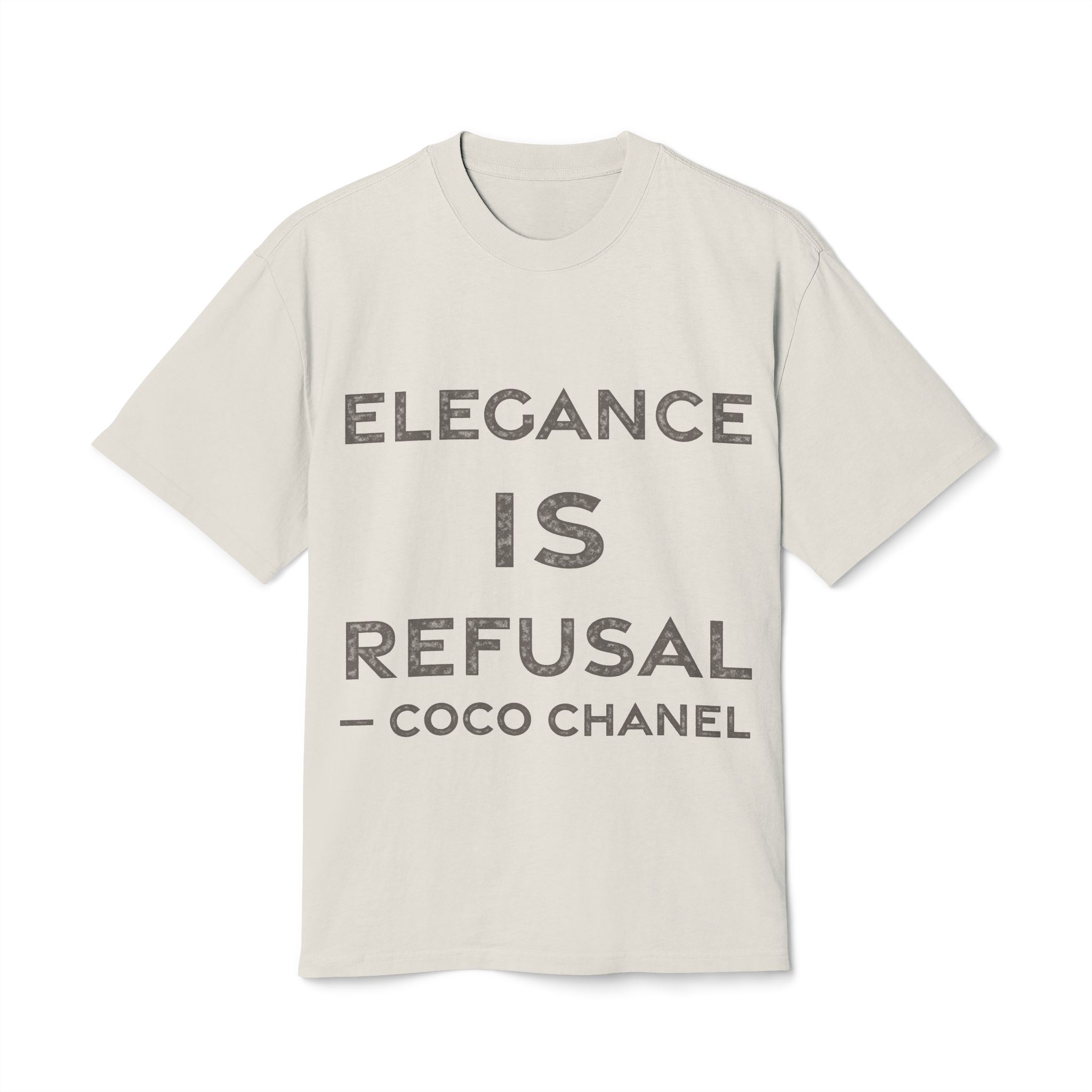 'Elegance is Refusal' — Coco Chanel Quote Tee | RQuéV Typographic Statement Tee — Oversized Tee