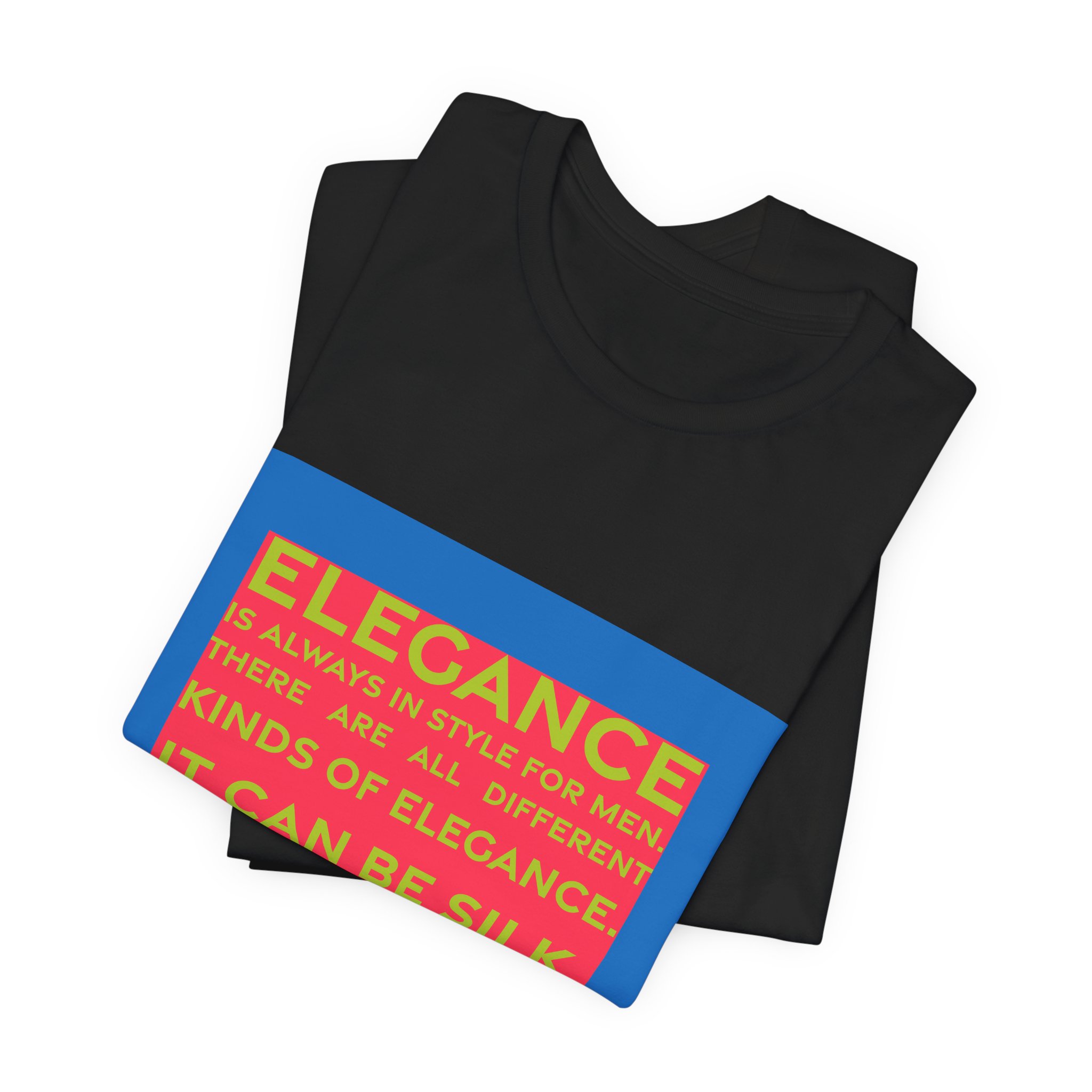 'Elegance is Always in Style for Men' — Donatella Versace Quote Tee | RQuéV Black-on-White Literary Tee — Classic Tee - Image 3
