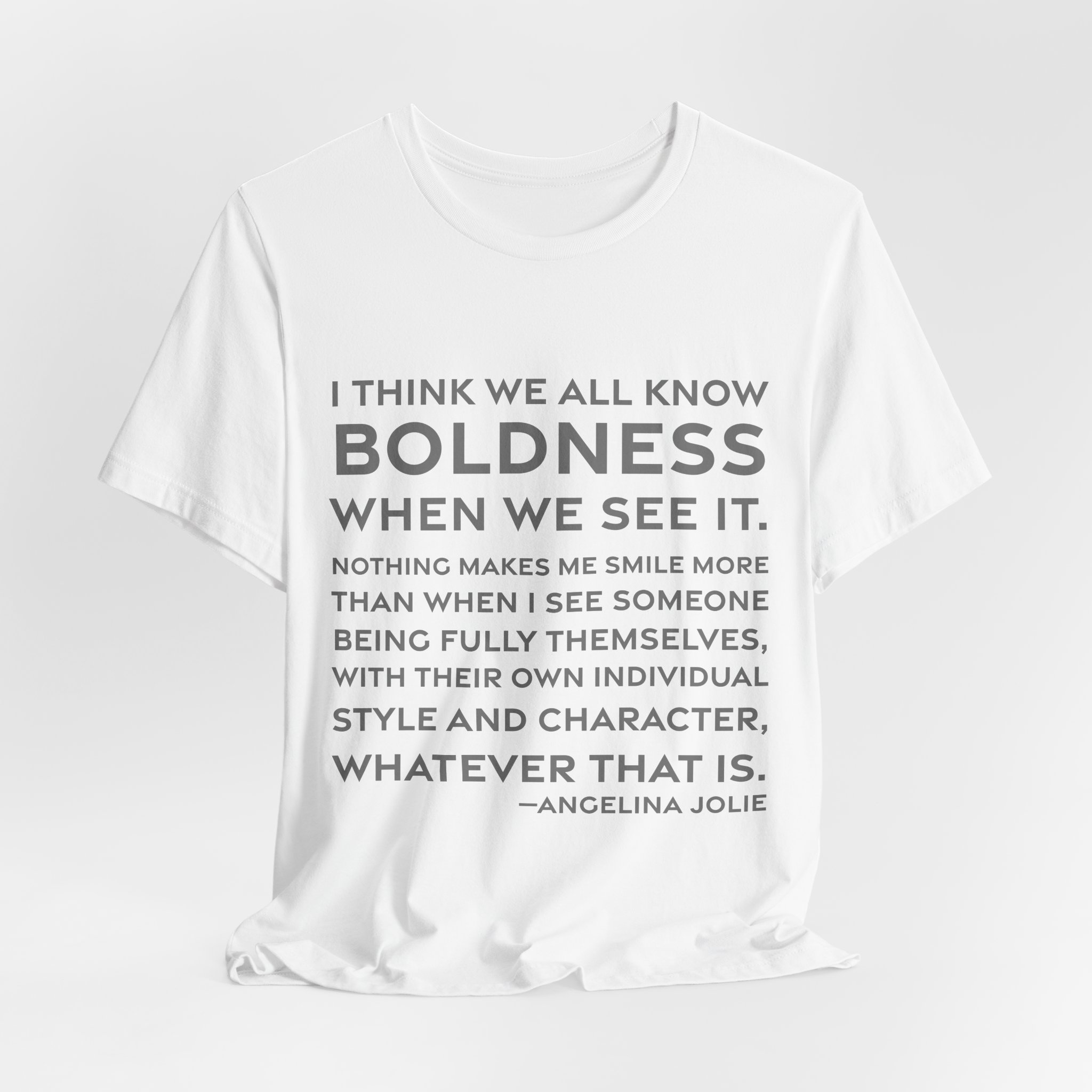 'I Think We All Know' — Angelina Jolie Quote Tee | RQuéV Black-on-White Literary Tee — Classic Tee - Image 3