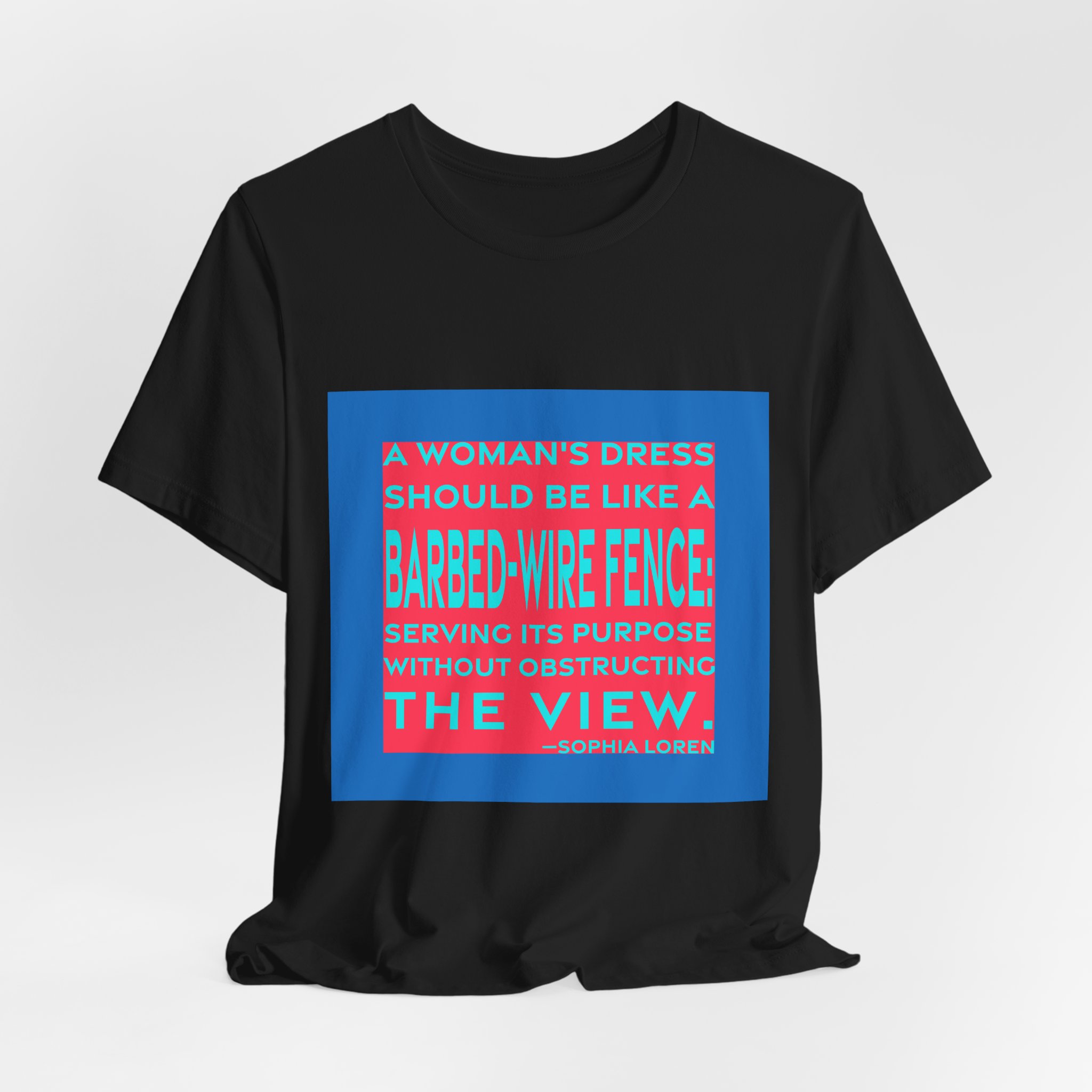 'A Woman's Dress Should Be' — Sophia Loren Quote Tee | RQuéV Black-on-White Statement Shirt — Classic Tee - Image 5