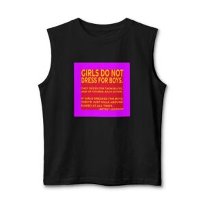'Girls Do Not Dress for Boys' — Betsey Johnson Quote Tee | RQuéV Typographic Statement Tee — Muscle Tank