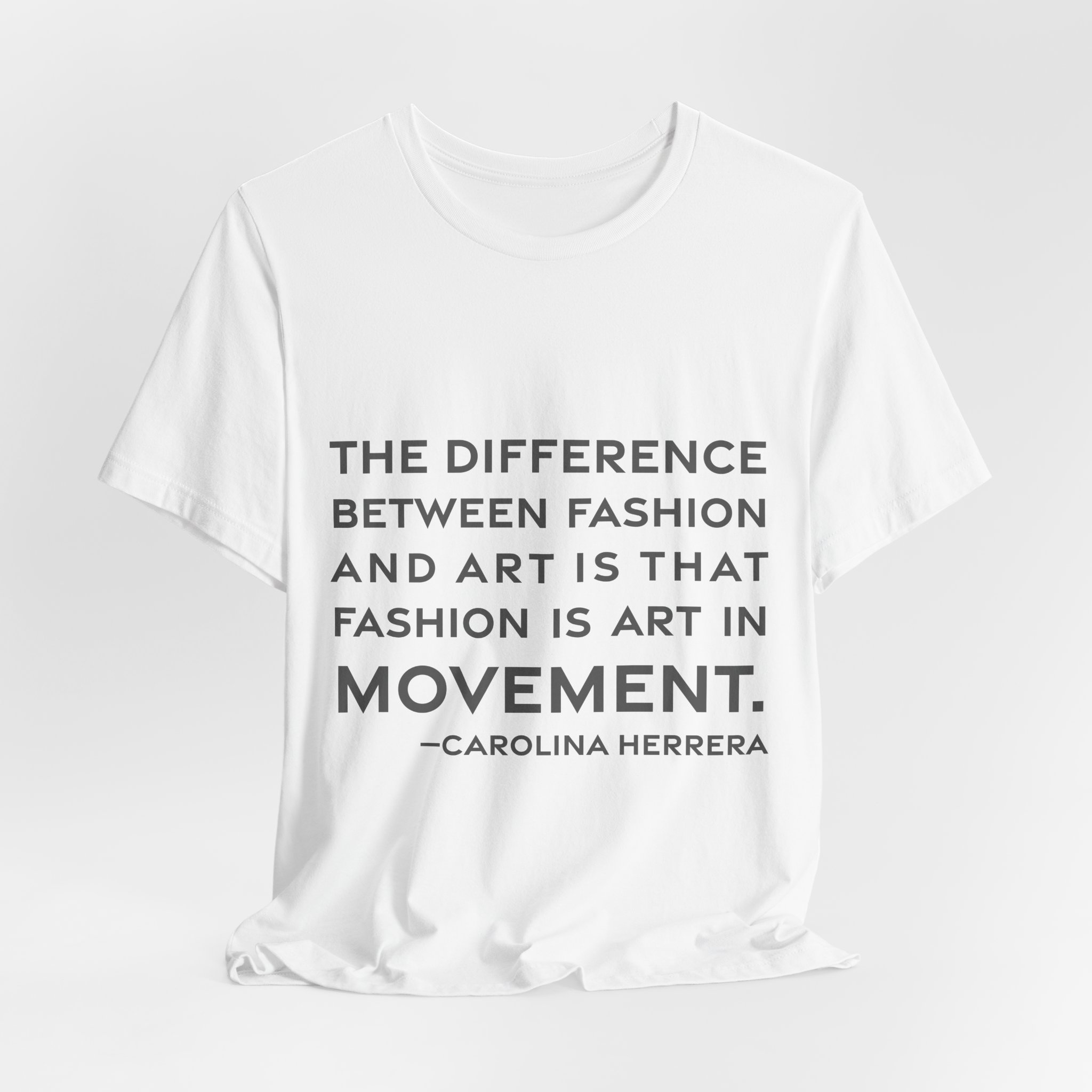 'The Difference Between Fashion and' — Carolina Herrera Quote Tee | RQuéV Black-on-White Literary Tee — Classic Tee - Image 4