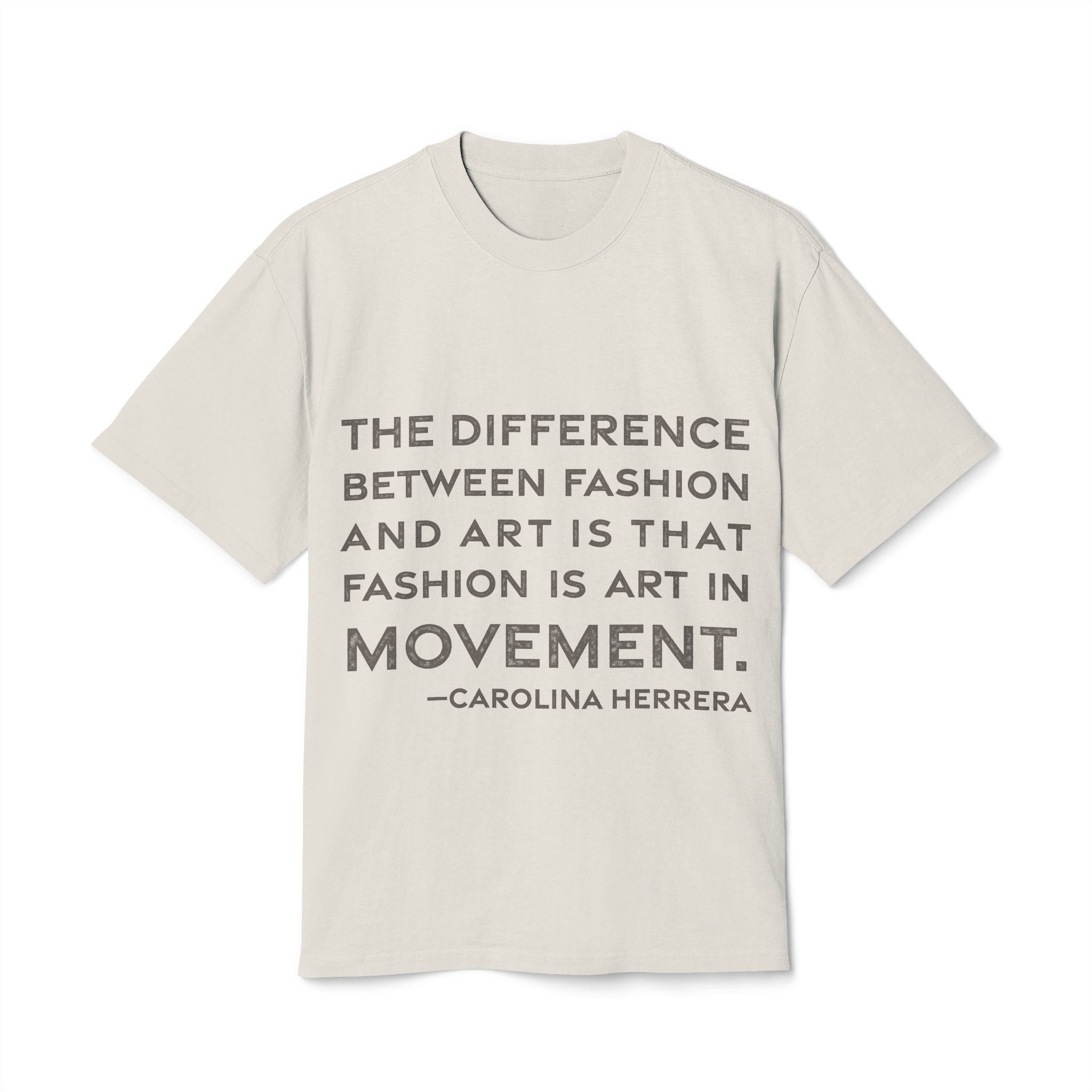 'The Difference Between Fashion and' — Carolina Herrera Quote Tee | RQuéV Black-on-White Literary Tee — Oversized Tee