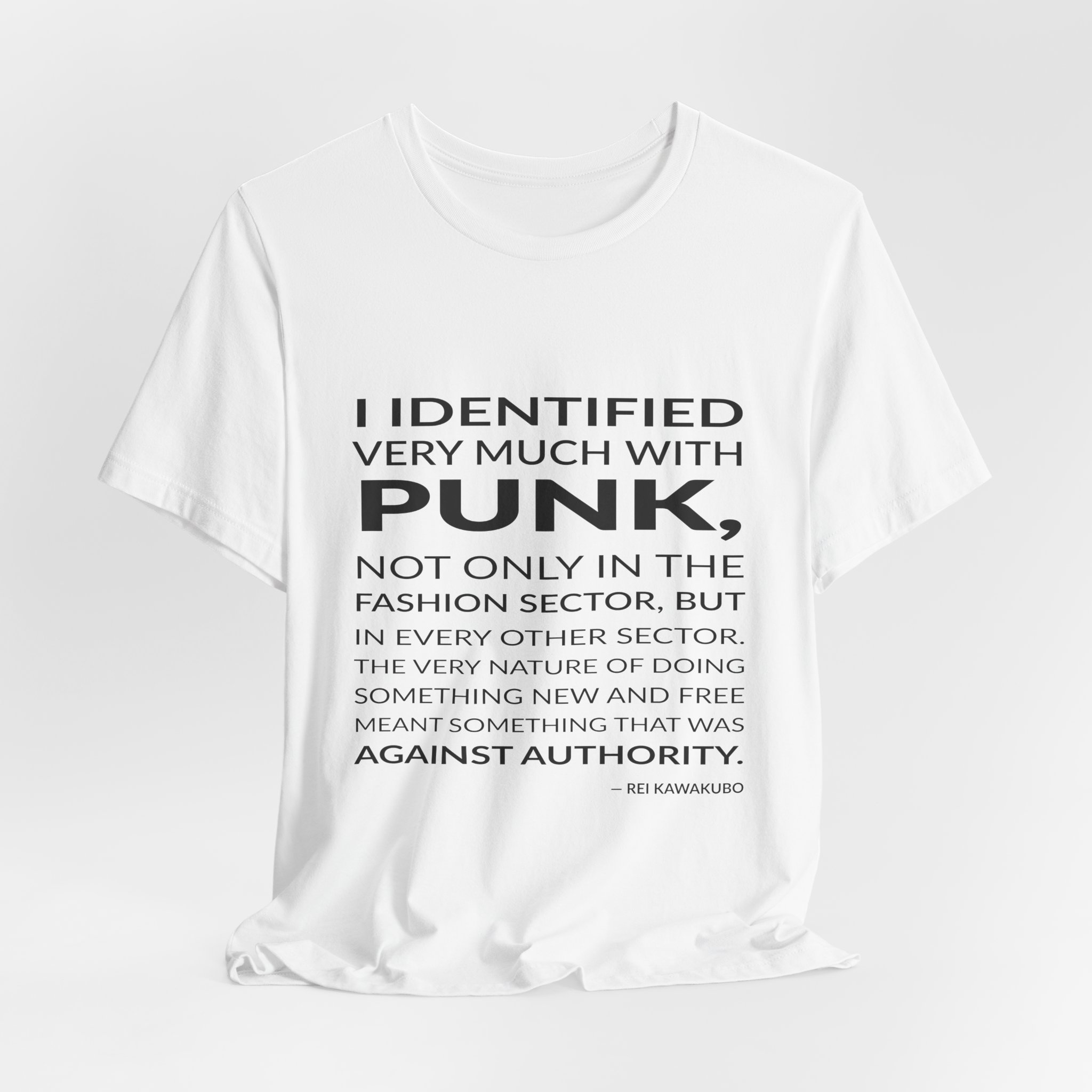 'I Identified Very Much with' — Rei Kawakubo Quote Tee | Wear Words Typographic Statement Tee — Classic Tee - Image 3
