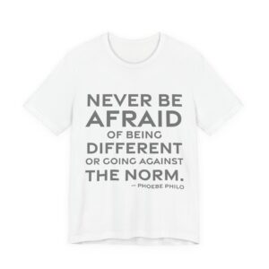 'Never Be Afraid of Being' — Phoebe Philo Quote Tee | RQuéV Black-on-White Literary Tee — Classic Tee