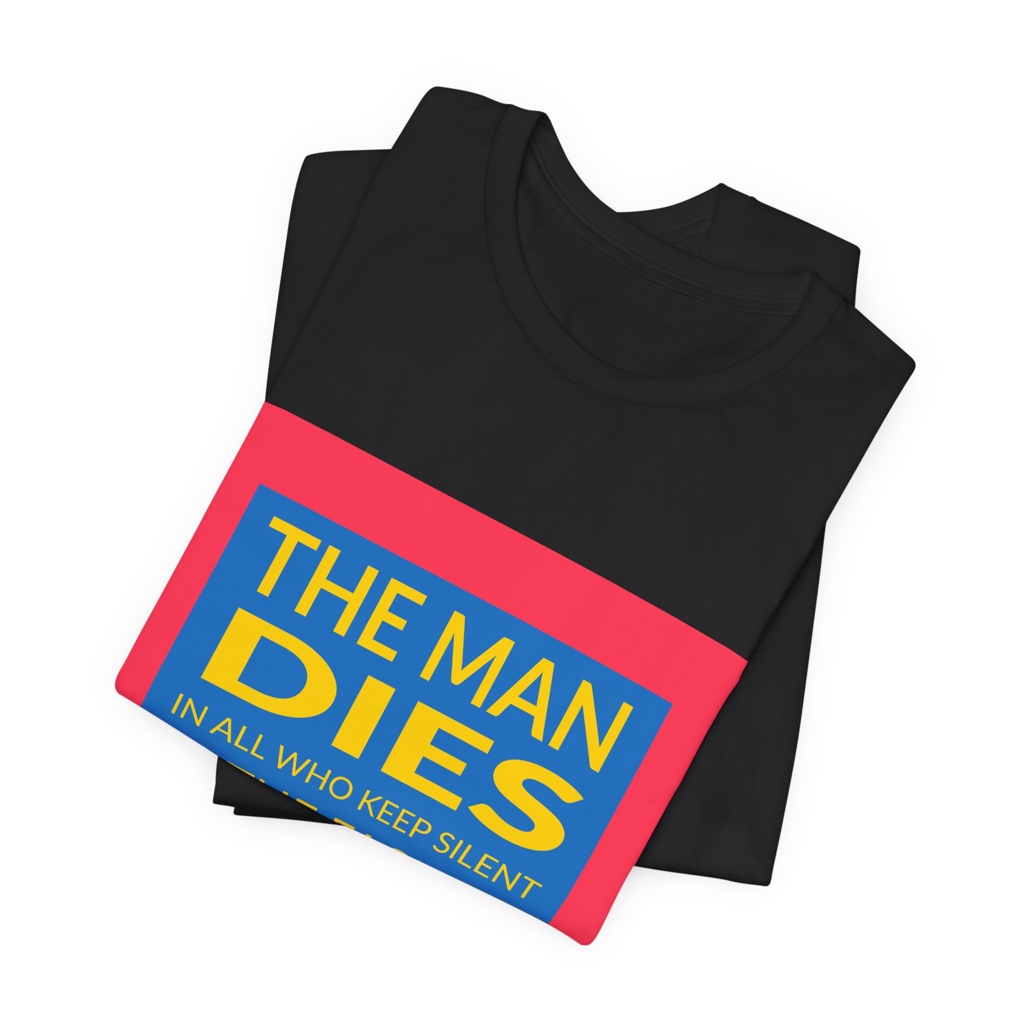 'The Man Dies in All' — Wole Soyinka Quote Tee | RQuéV Black-on-White Statement Shirt — Classic Tee - Image 3