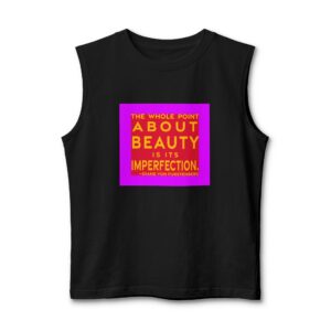 'The Whole Point About Beauty' — Diane von Fürstenberg Quote Tee | RQuéV Black-on-White Statement Shirt — Muscle Tank