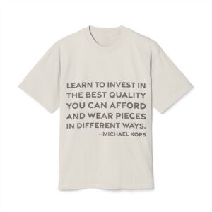 'Learn to Invest in the' — Michael Kors Quote Tee | RQuéV Typographic Statement Tee — Oversized Tee