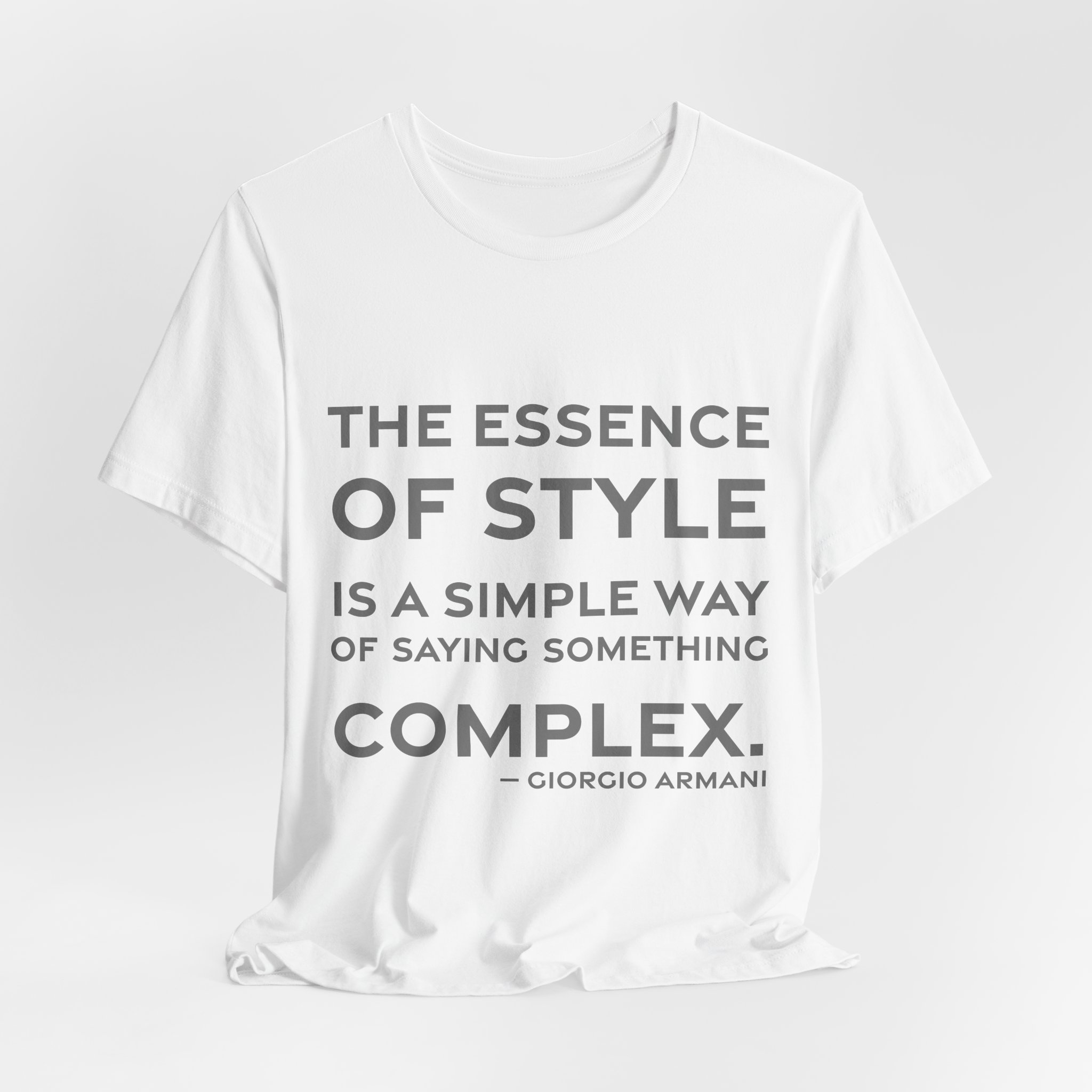 'The Essence of Style is' — Giorgio Armani Quote Tee | RQuéV Black-on-White Statement Shirt — Classic Tee - Image 6