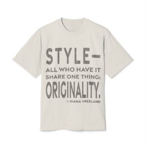 'Originality' — Diana Vreeland Quote Tee | RQuéV Black-on-White Statement Shirt — Oversized Tee