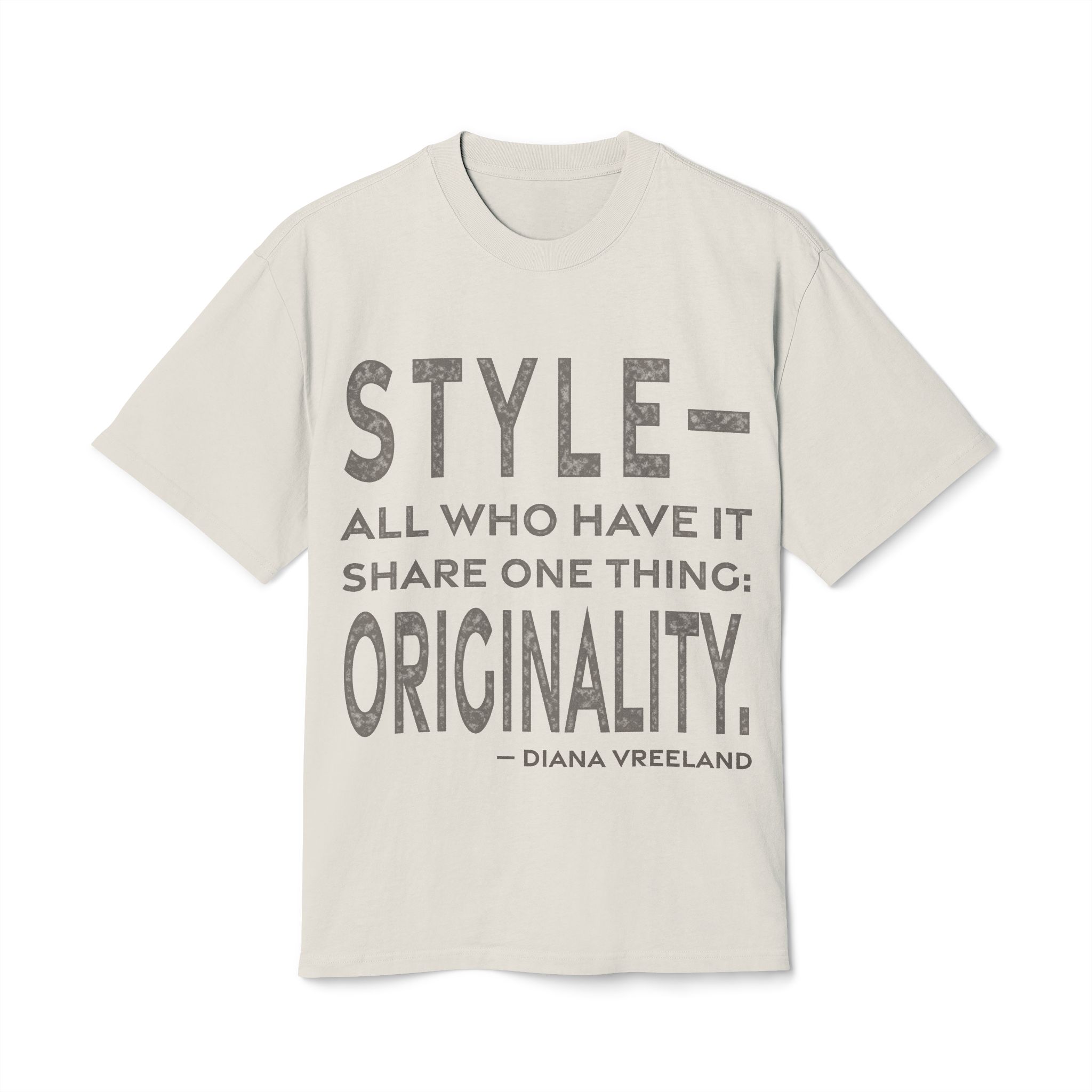 'Originality' — Diana Vreeland Quote Tee | RQuéV Black-on-White Statement Shirt — Oversized Tee