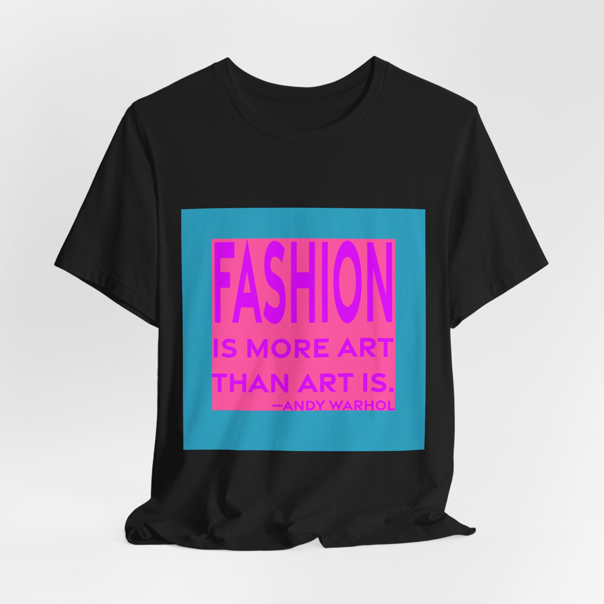 'Fashion is More Art Than Art is' — Andy Warhol Quote Tee | RQuéV Black-on-White Statement Shirt — Classic Tee - Image 6