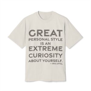 'Great Personal Style is an' — Iris Apfel Quote Tee | RQuéV Typographic Statement Tee — Oversized Tee