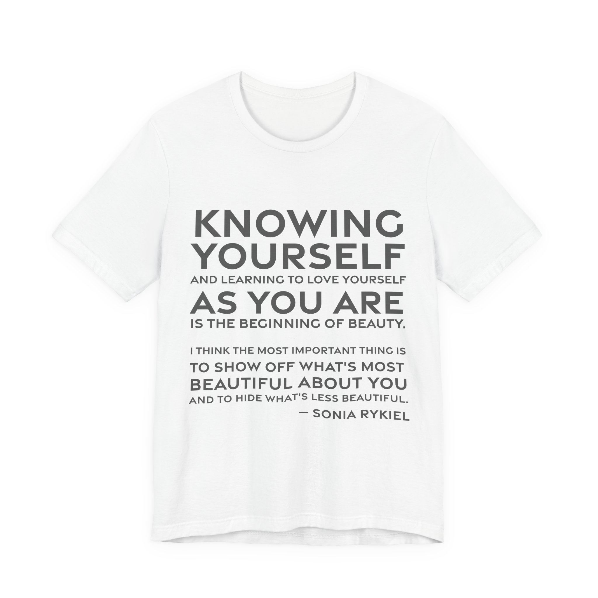 'Knowing Yourself and Learning to' — Sonia Rykiel Quote Tee | RQuéV Black-on-White Literary Tee — Classic Tee