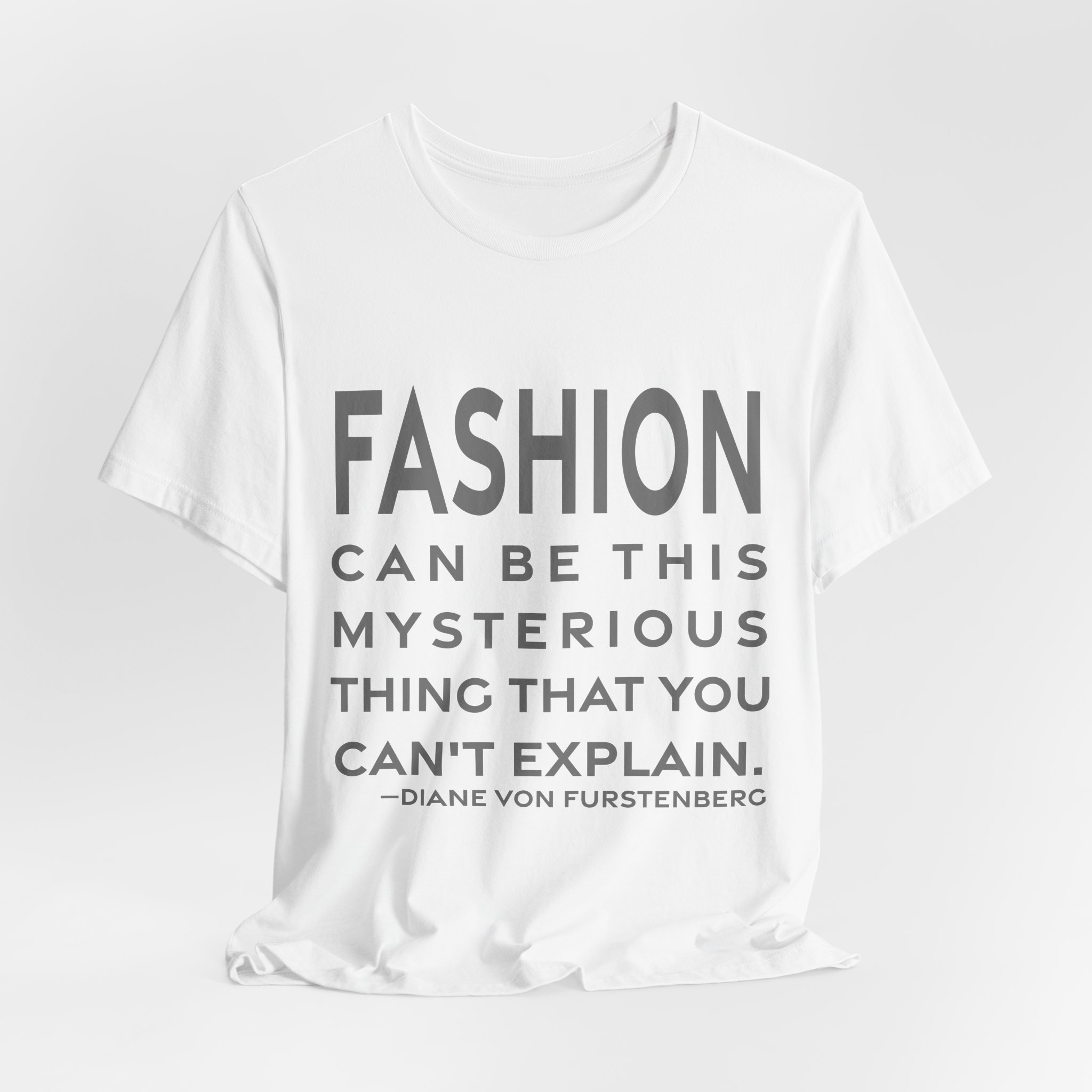 'Fashion Can Be This Mysterious' — Diane von Fürstenberg Quote Tee | RQuéV Black-on-White Statement Shirt — Classic Tee - Image 4