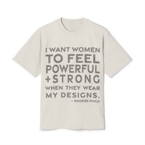 'I Want Women to Feel' — Phoebe Philo Quote Tee | RQuéV Black-on-White Statement Shirt — Oversized Tee