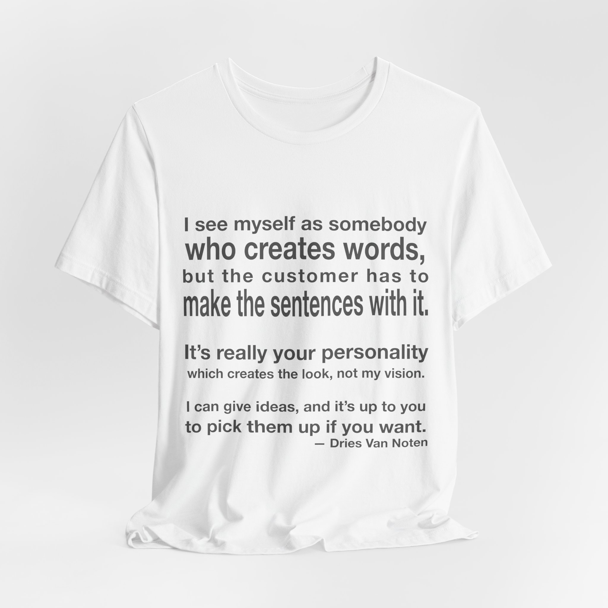 'I See Myself as Somebody' — Dries Van Noten Quote Tee | RQuéV Black-on-White Literary Tee — Classic Tee - Image 2