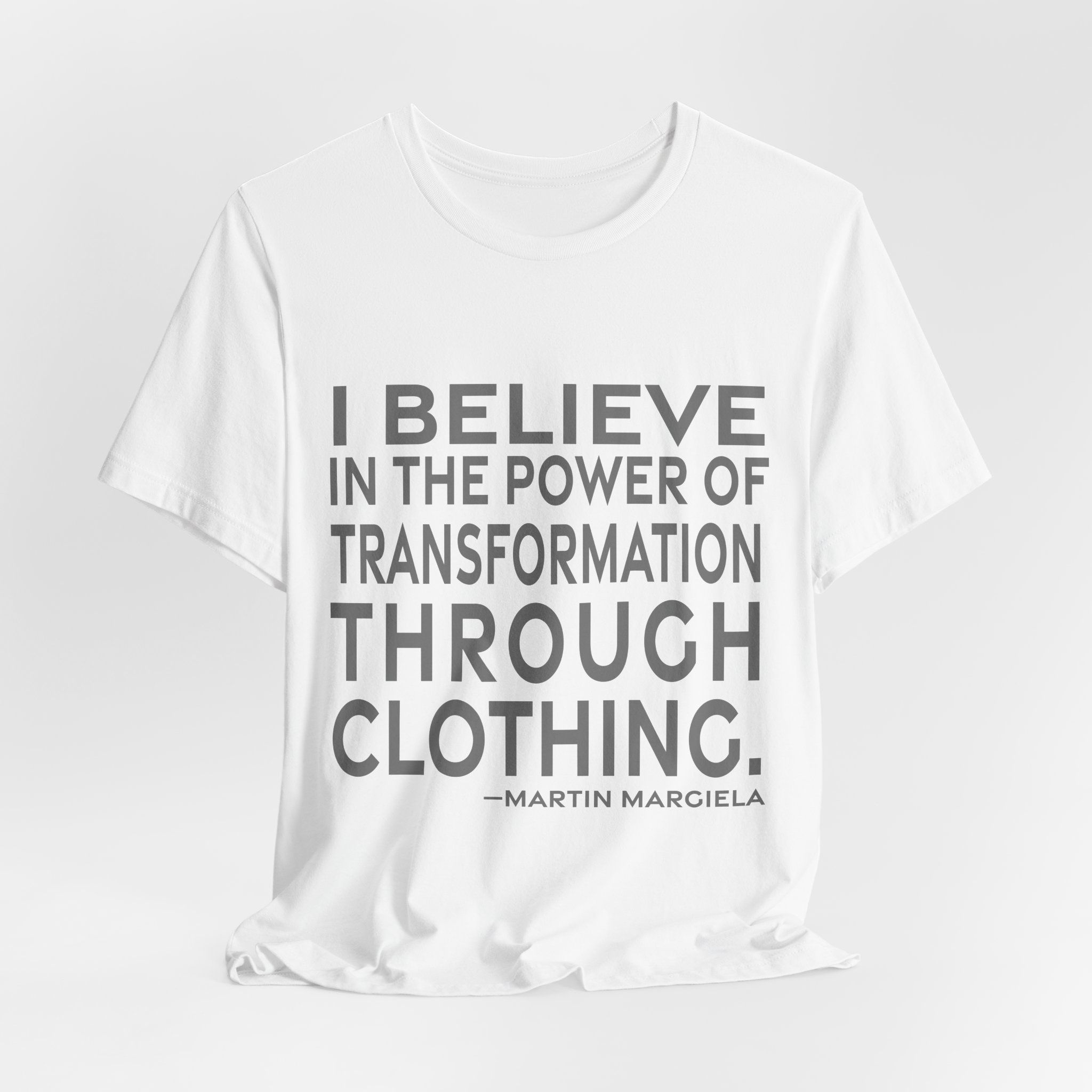 'I Believe in the Power' — Martin Margiela Quote Tee | RQuéV Black-on-White Literary Tee — Classic Tee - Image 3