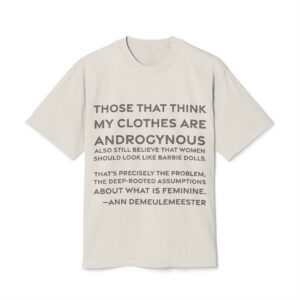 'Those That Think My Clothes' — Ann Demeulemeester Quote Tee | RQuéV Black-on-White Literary Tee — Oversized Tee