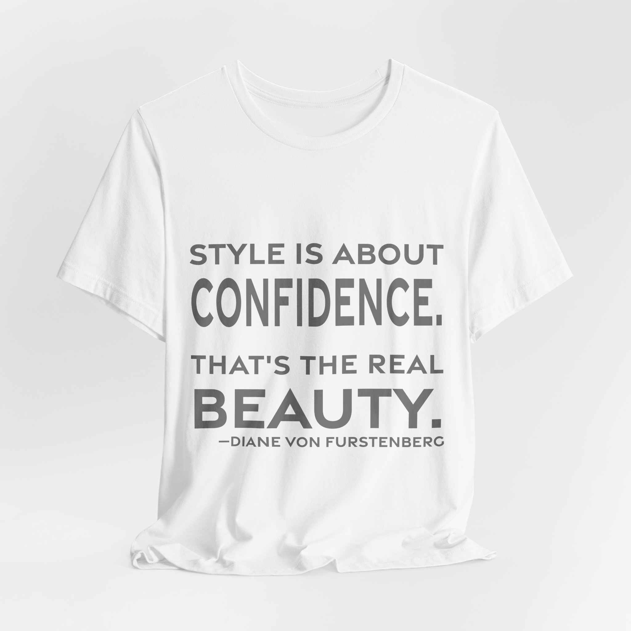 'Style is About Confidence' — Diane von Fürstenberg Quote Tee | RQuéV Black-on-White Literary Tee — Classic Tee - Image 6