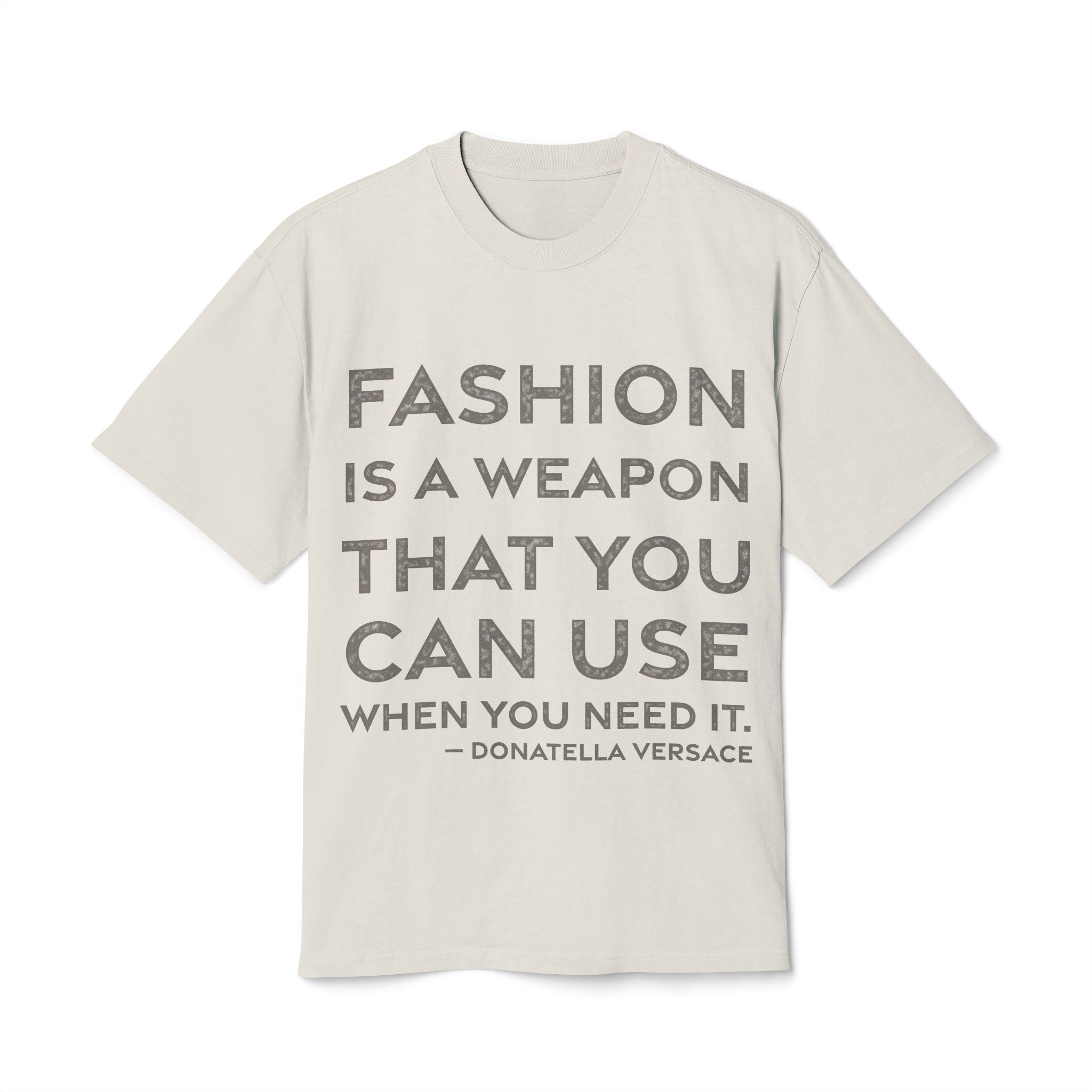 'Fashion is a Weapon That' — Donatella Versace Quote Tee | RQuéV Black-on-White Literary Tee — Oversized Tee