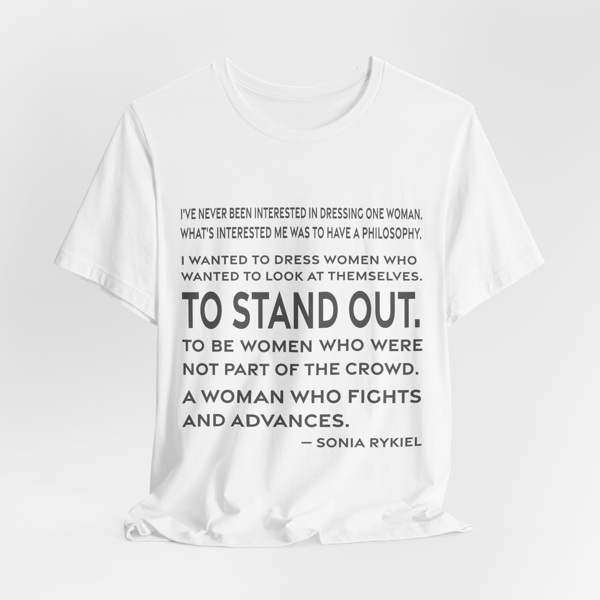 'A Woman Who Fights and Advances' — Sonia Rykiel Quote Tee | RQuéV Typographic Statement Tee — Classic Tee - Image 4