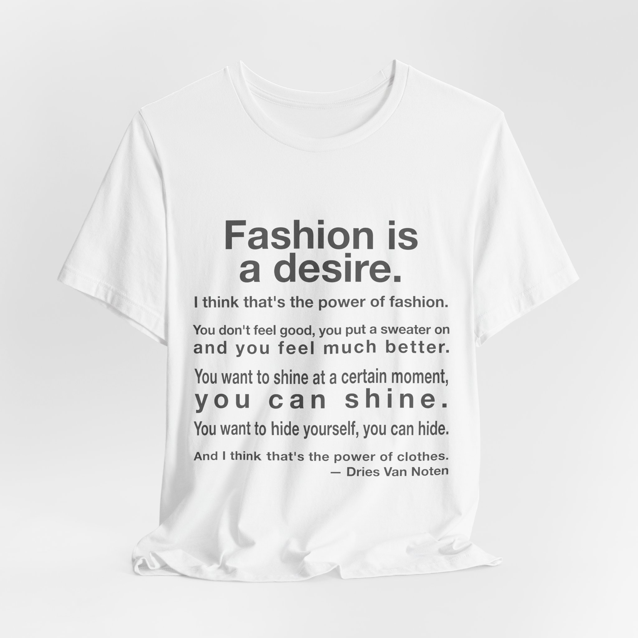 'Fashion is a Desire' — Dries Van Noten Quote Tee | RQuéV Black-on-White Statement Shirt — Classic Tee - Image 6