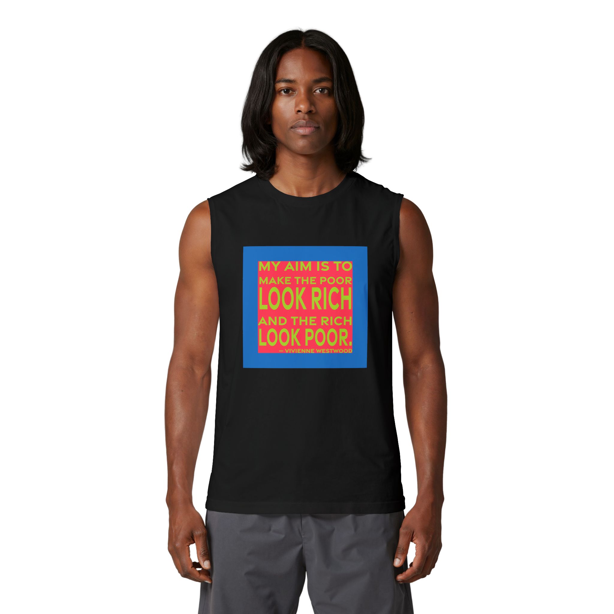 'My Aim is to Make' — Vivienne Westwood Quote Tee | RQuéV Typographic Statement Tee — Muscle Tank - Image 4
